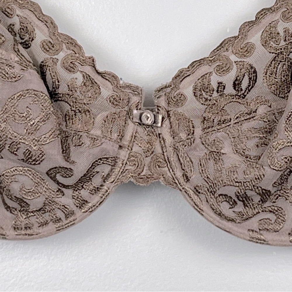Wacoal brown Arabesque 85199 mesh embroidered Underwire Bra, 38D. - Picture 5 of 7